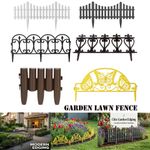 Lawn Border Fence 10PCS Plastic Wood Effect Garden Edging Picket Panels