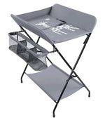 Baby Changing Table, Foldable Nursery Changing Table Bath Mat and Storage GREY