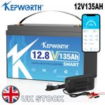12V 135AH LiFePO4 Lithium Battery Bluetooth BMS for RV Solar Off-grid+7A Charge