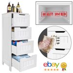 Bathroom Drawers | White 4 Drawer Storage Cabinet Unit Free Standing PVC