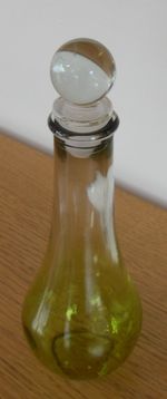 GLASS OLIVE OIL CARAFE & STOPPER - 18.5 cm Tall - VGC