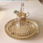 JD & S Silver Plate Asparagus Serving Tray with Integrated Sauce Boat, PAS T8928