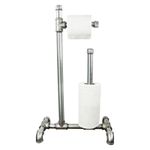 Toilet Roll Holder WITH SPARE Industrial Retro Silver Pipe Bathroom Accessories