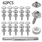 62X15MM Boat Cover Press Stud Snap Fasteners Screw Kit Canvas Stainless Steel