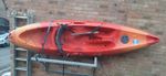 Perception Scooter Kayak Sit-On Top with Paddle and Seat. Orange And Red