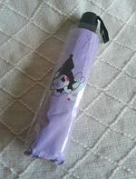 Sanrio Kuromi Purple Compact/Folding Umbrella with Strap, Character Print