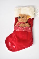 Steiff Christmas Stocking Teddy Bear 026751  Mohair, Tagged 15cm
