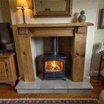 Handmade Rustic Solid Bespoke Fire Surround with Detailing in Fiddes Dark Oak