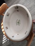 Antique 1920s XL Porcelain Baby Bath Basin Bowl Nursery Rhyme Enamelware