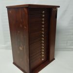 Wooden Coin Holder Walnut Color 16 Drawers With Flocked Trays Masterphil