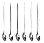 6 x Stainless Steel Long Handle Latte Spoons for Glass Ice Cream Sundae Coffee