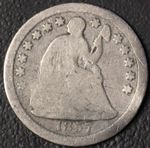 1857-O Seated Liberty Half Dime G details (bent)