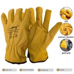 Yellow Leather Gardening Gloves Thorn Proof Garden Work Driver Safety Glove