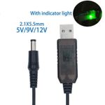 USB 5V to 9V/12V Step Up Converter Cable 2.1x5.5mm DC Power Boost Adapter