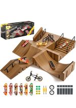 CS Cosddi Skatepark Fingerboard Ramp Set Ramps & Rails Woodgrain Effect