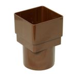 FLOPLAST 65mm Square to 68mm Round Downpipe Adapter - Brown - 1 Day Delivery