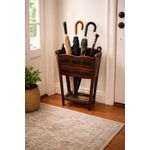 Antique Arts & Crafts Oak Umbrella Stick Stand Copper Bands 77cm