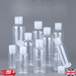 5Pcs Travel Bottles For Toiletries Holidays Black Fliptop Small plastic 100ml UK