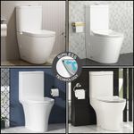 Close Coupled Rimeless Toilet Round Gloss White Soft Close Seat & Cistern