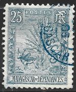 Madagascar, Scott #70, 25c Zebu, Tree and Lemur, Used