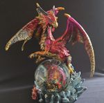 Red Mother and Baby Dragon Figurine Snowglobe Statue Ornament Sculpture 18cm