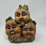 VTG Expressive Ceramic Pumpkin Trio Funny Faces Lighted