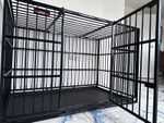 Feandrea Black Metal Dog Cage Crate, Double Doors, Removable Tray Base