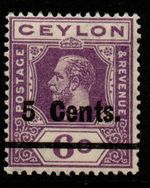 CEYLON SG362 1926 5c on 6c BRIGHT VIOLET MNH