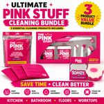 Pink Stuff Cleaning Bundle Scrubber Kit Squeezy Dual Sponge & 3 Pads Set