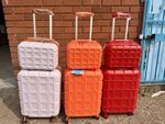 Kono Red Orange White Hard Shell 2-Piece Luggage Set Spinner 4 Wheels Handle