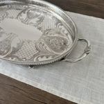 Antique Vintage EPC Silver Plated Serving Tray Ornate Engraved Floral Handles