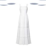 Ex Joe Browns Womens Sleeveless Shirred Waist Crinkle Midaxi Dress in White