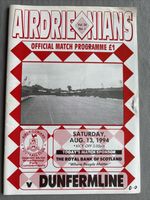 Official Match Programme. Airdrieonians V Dunfermline Ath.  13th August 1994