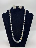 Vintage Aurora Borealis Crystal Necklace Earring Set Bridal 2026 Statement 22"