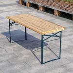 Folding Outdoor Wooden Beer Table Trestle Camping Garden Furniture Picnic Desk