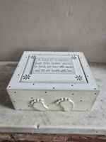 Box Baby Keepsake Memory Box Hinged Lid White Wood