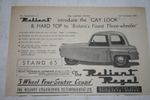 1955 Advert for "The Reliant Regal" at Earls Ct Vintage Original Print Ad
