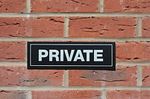 PRIVATE plastic sign or sticker black and silver 270 x 85mm workplace retail pub
