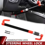 Heavy Duty Steering Wheel Lock Auto Brake Clutch Pedal Lock Universal Fit Red