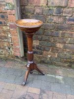 Antique Victorian Mahogany & Burr Walnut Church Baptismal Font Plant Stand 