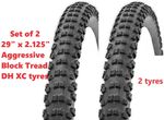 set of 2 x 29" Tyres Mountain Bike MTB  Block Tread 29x2.125" Offroad Race