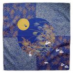 Japanese Cotton Furoshiki Wrapping Cloth Moon Rabbits Blue 50cm Lovely Gift