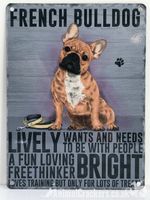 20cm metal vintage style French Bulldog Frenchie breed character hanging sign