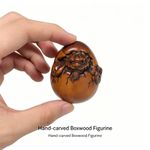 Vintage Japanese Netsuke Old Boxwood Carved  Eggshell Pixiu Statue Ornament UK