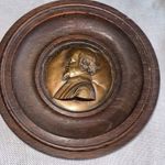 Antique Benjamin Wyon Bronze Shakespeare Medal Plaque Turned Wood Frame Wall