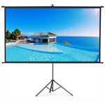 Freestanding Tripod Manual Pull Down Projector Screen Stand Hd 16:9 Home Theater
