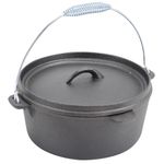 Cast Iron Dutch Oven 4.5L Outdoor Camping Cooking Campfire Stew Pot with Lid