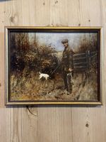 Jack Russel Terrier and man shooting rabbiting Print