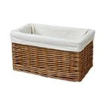 Windermere Rectangular Wicker Lined Storage Basket Natural Deep Woven Willow