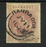 M4118 Barbados 1873 SG64 - 5/- dull rose